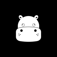 Hippo icon isolated on black background