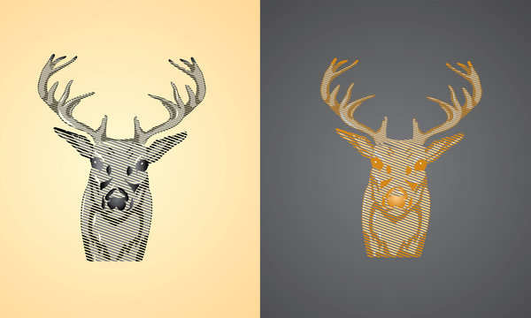 Vintage vector deer head, Illustration. 