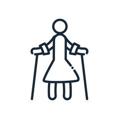 woman with crutches line and fill style icon vector design