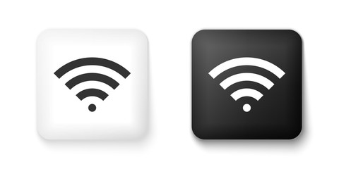 Black and white Wi-Fi wireless internet network symbol icon isolated on white background. Square button. Vector.
