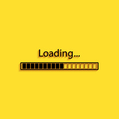 Black Loading icon isolated on yellow background. Progress bar icon. Long shadow style. Vector.