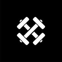 Dumbbell weight fitness  icon isolated on dark background