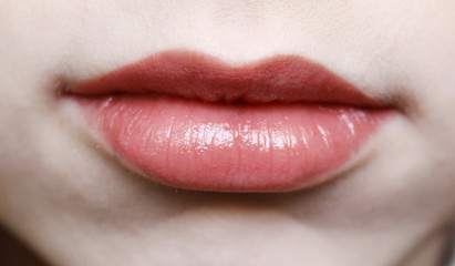 Close up lips of young woman