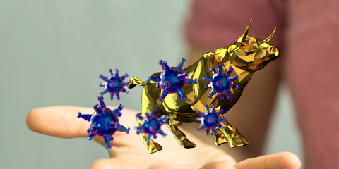 Financial stock graph has down from virus corona outbreak..