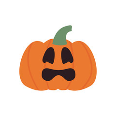 scared pumpkin cartoon free form style icon vector design