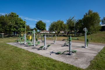 exercise equipment in a public park Maghull May 2020