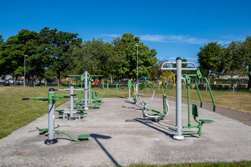 exercise equipment in a public park Maghull May 2020