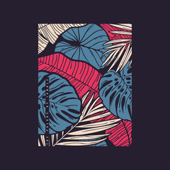 Fototapeta na wymiar Vector hand drawn tropical illustration. T-shirt print, poster, cover design