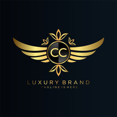 CC Letter Initial with Royal Template.elegant with crown logo vector, Creative Lettering Logo Vector Illustration.