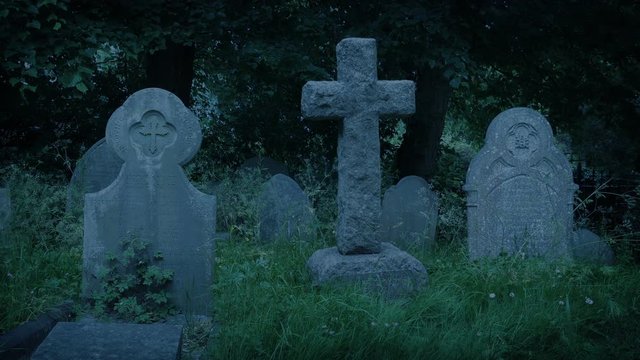 Gravestones In The Churchyard In The Evening
