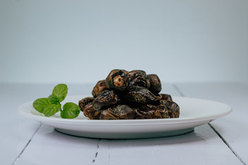 dates on the white wooden table