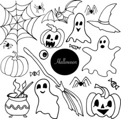 Vector doodle set of Halloween party