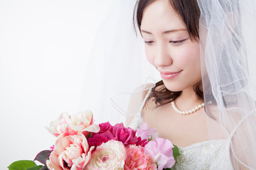 Naklejka premium ブーケを持つ花嫁