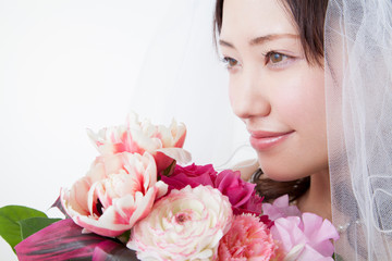 Naklejka premium ブーケを持つ花嫁