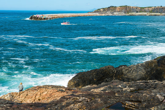 Fishing on Mutton Bird Island at Coffs Harbour, New South Wales, Australia.