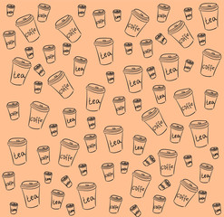 seamless pattern with coffee and tea cups