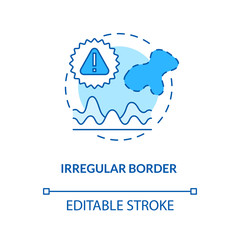 Irregular border concept icon. Scalloped borders. Skin cancer ABCDEs. Melanoma symptoms and signs idea thin line illustration. Vector isolated outline RGB color drawing. Editable stroke