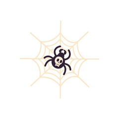 halloween spider with skull cartoon free form style icon vector design