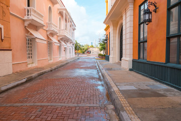 Street view of the colorful Cartagena in Colombia