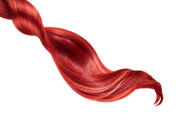 Red shiny hair on white background, isolated