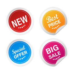 Modern new, special offer and big sale stickers, great design for any purposes. Vector illustration.