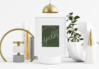 Poster Frame Mockup in Abstract Environment 