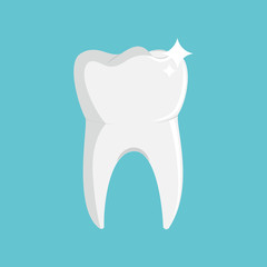 Health white tooth isolated on blue background vector illustration.