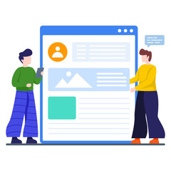 
Webpage showing profile and company data, about us illustration
