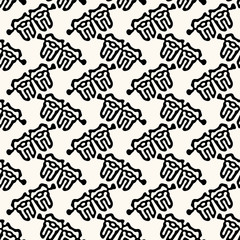 Vector seamless abstract pattern, modern illustration with irregular distorted lines. Repeatable geometric background with compound shapes in monochrome.