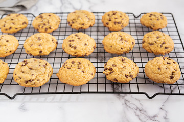 Chocolate Chip Cookies on Wire Cooling Rack