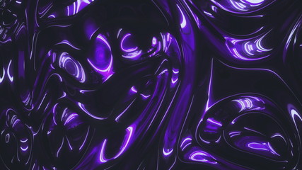 Iridescent metallic vibrant purple color surface with moving ripples. Concept liquid pattern holographic background. Looped 3d rendering in 4K.