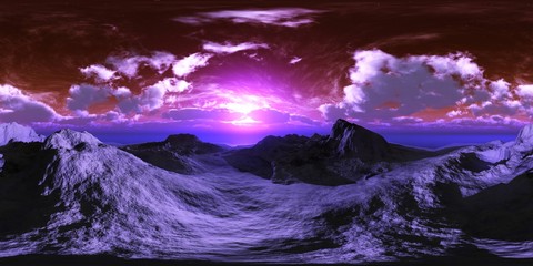 alien landscape, HDRI, environment map , Round panorama, spherical panorama, equidistant projection, 360 high resolution panorama © ustas