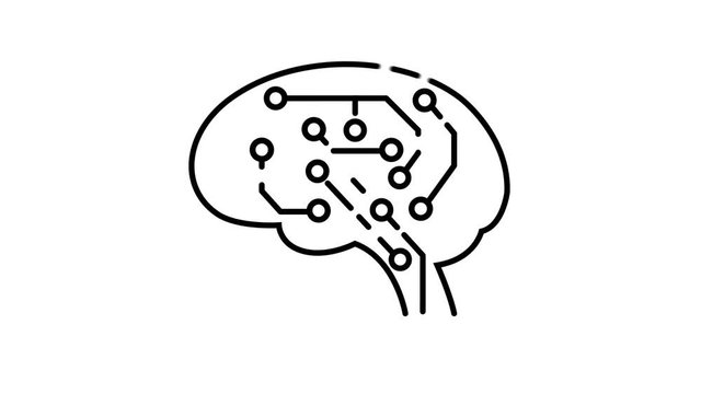 AI Brain line icon on the Alpha Channel