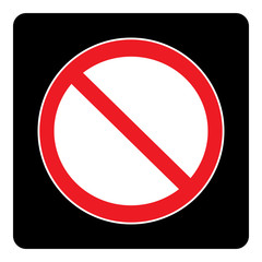 No Allowed sign.Prohibition sign on Black background.