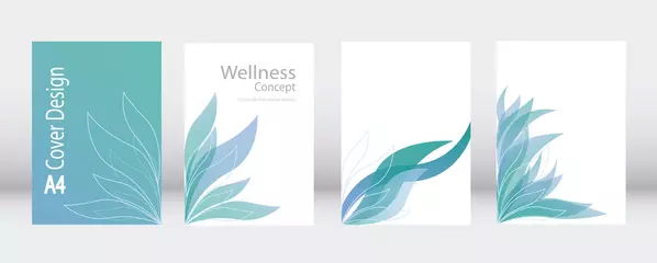 Foto op Canvas A4 abstract leaves template vector. Elegant set for business brochure report. Corporate presentation layout. © Carla Nichiata