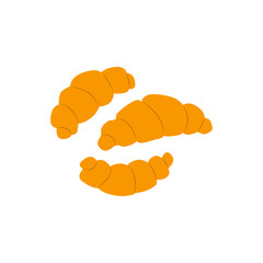 Three croissants. Delicious breakfast food vector cartoon