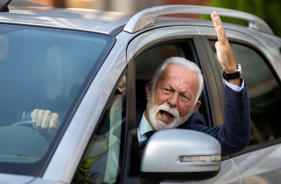 Frustrated driver yelling from car
