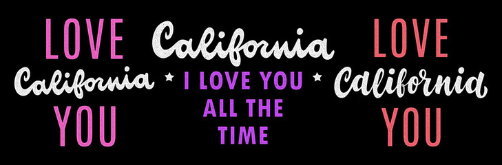 Obraz premium Vintage hand drawn calligraphy. California retro lettering. California, love you.