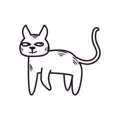 Cute cat cartoon free form line style icon vector design