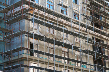 scaffolding and new building as background
