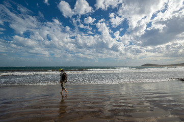 Walking along the Medano beach. Tenerife Island