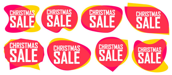 Christmas Sale set bubble banners design template, Xmas discount tags, app icons, vector illustration