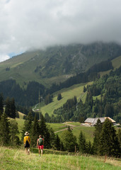 Naklejka premium Hiking in the mountains, Switzerland 