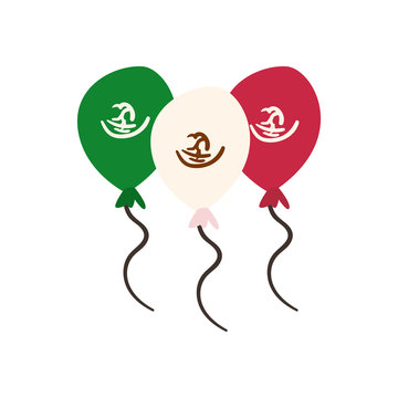 mexican flag in balloons shaped free form style icon vector design