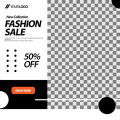Layout template design fashion sale promotion banner with transparent background