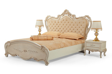 Classic cream bed service on a white background
