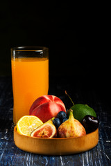 fruits in wooden cup