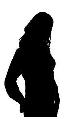 Beautiful dark silhouette of a girl on a white background.