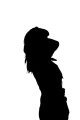 Beautiful dark silhouette of a girl on a white background.
