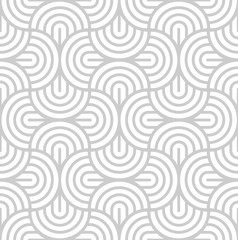 Vector seamless pattern with bold striped circles. Stylish geometric texture. Modern abstract background.